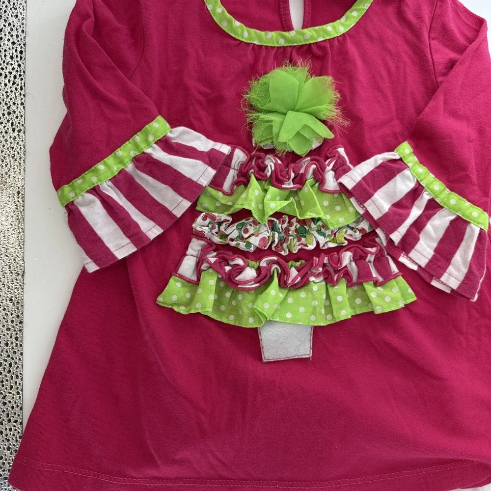 Rare Editions  Christmas Tree Ruffle Pants Set Girls Size‎ 3T ruffle pants
